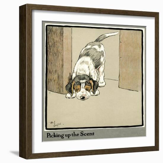 Forager the Puppy Picks Up a Scent-Cecil Aldin-Framed Photographic Print