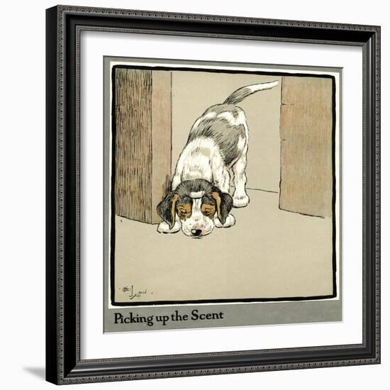 Forager the Puppy Picks Up a Scent-Cecil Aldin-Framed Photographic Print