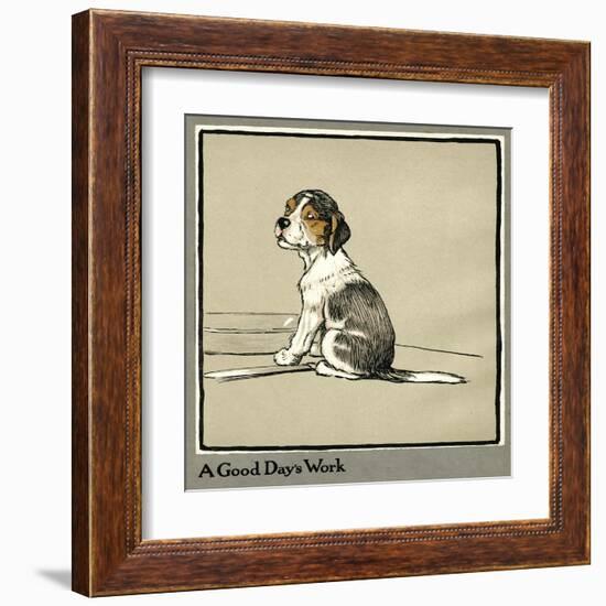 Forager the Puppy Sits by the Empty Plate-Cecil Aldin-Framed Art Print