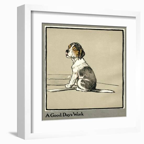 Forager the Puppy Sits by the Empty Plate-Cecil Aldin-Framed Art Print