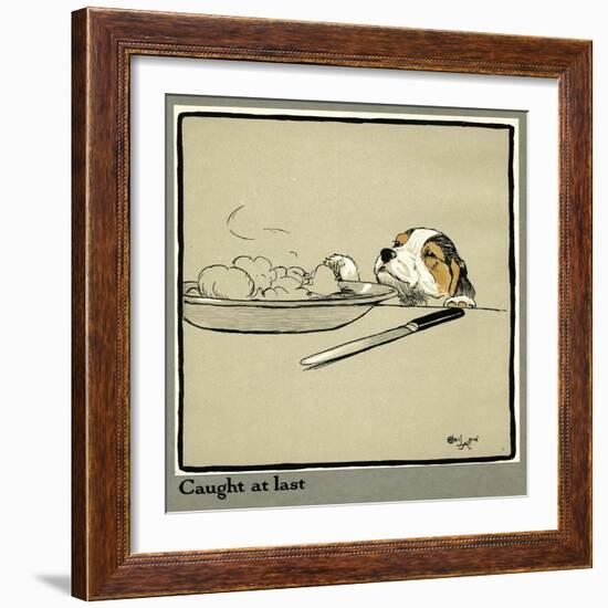 Forager the Puppy Sniffs at the Irish Stew-Cecil Aldin-Framed Photographic Print