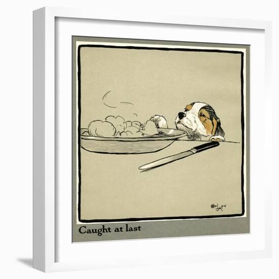 Forager the Puppy Sniffs at the Irish Stew-Cecil Aldin-Framed Photographic Print