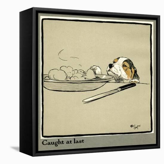 Forager the Puppy Sniffs at the Irish Stew-Cecil Aldin-Framed Premier Image Canvas