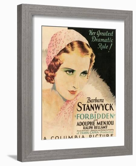 FORBIDDEN, Barbara Stanwyck, 1932-null-Framed Art Print