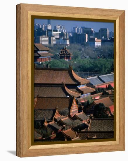 Forbidden City and Modern Buildings in Distance, Beijing, China-Martin Moos-Framed Premier Image Canvas