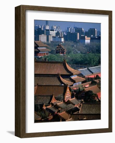 Forbidden City and Modern Buildings in Distance, Beijing, China-Martin Moos-Framed Photographic Print