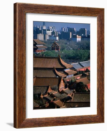 Forbidden City and Modern Buildings in Distance, Beijing, China-Martin Moos-Framed Photographic Print