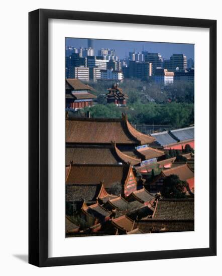 Forbidden City and Modern Buildings in Distance, Beijing, China-Martin Moos-Framed Photographic Print