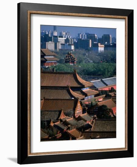 Forbidden City and Modern Buildings in Distance, Beijing, China-Martin Moos-Framed Photographic Print