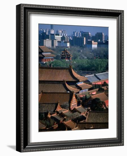 Forbidden City and Modern Buildings in Distance, Beijing, China-Martin Moos-Framed Photographic Print