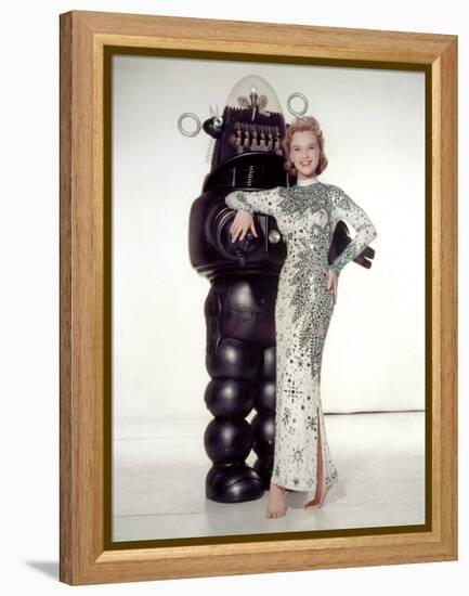 FORBIDDEN PLANET, 1956 directed by FRED M.WILCOX Anne Francis and Robby, the Robot (photo)-null-Framed Stretched Canvas