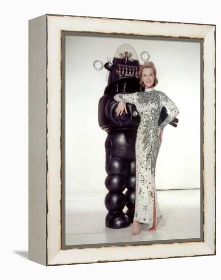 FORBIDDEN PLANET, 1956 directed by FRED M.WILCOX Anne Francis and Robby, the Robot (photo)-null-Framed Stretched Canvas