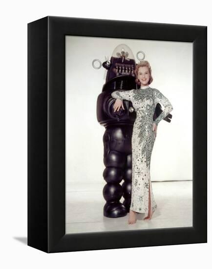 FORBIDDEN PLANET, 1956 directed by FRED M.WILCOX Anne Francis and Robby, the Robot (photo)-null-Framed Stretched Canvas