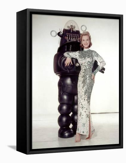 FORBIDDEN PLANET, 1956 directed by FRED M.WILCOX Anne Francis and Robby, the Robot (photo)-null-Framed Stretched Canvas