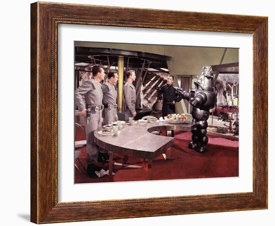 Forbidden Planet, Jack Kelly, Warren Stevens, Leslie Nielsen, Walter Pidgeon, Robby The Robot, 1956-null-Framed Photo