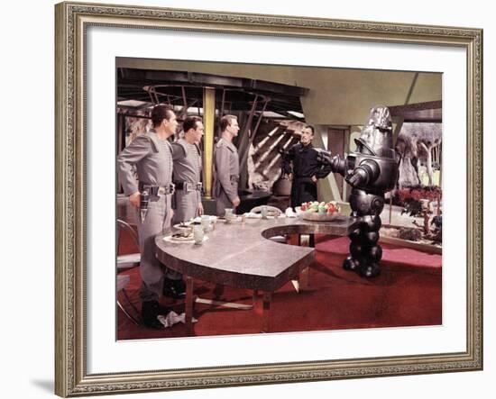 Forbidden Planet, Jack Kelly, Warren Stevens, Leslie Nielsen, Walter Pidgeon, Robby The Robot, 1956-null-Framed Photo