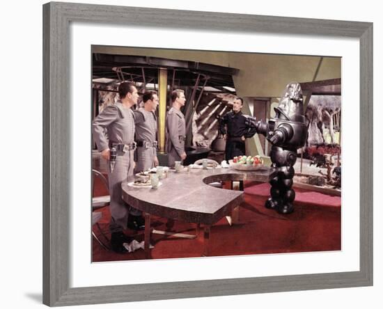 Forbidden Planet, Jack Kelly, Warren Stevens, Leslie Nielsen, Walter Pidgeon, Robby The Robot, 1956-null-Framed Photo
