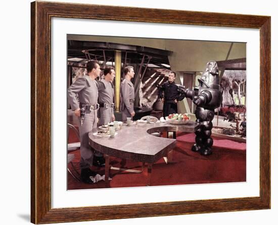 Forbidden Planet, Jack Kelly, Warren Stevens, Leslie Nielsen, Walter Pidgeon, Robby The Robot, 1956-null-Framed Photo