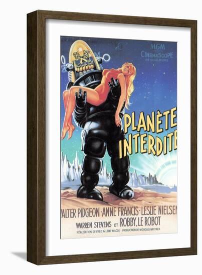 Forbidden Planet, Robby the Robot Holding Anne Francis, 1956-null-Framed Premium Giclee Print