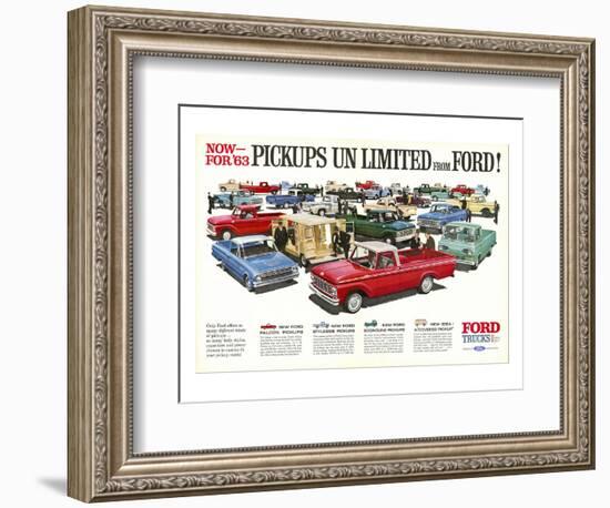 Ford 1963 Pickups Unlimited-null-Framed Premium Giclee Print