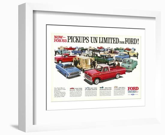 Ford 1963 Pickups Unlimited-null-Framed Premium Giclee Print