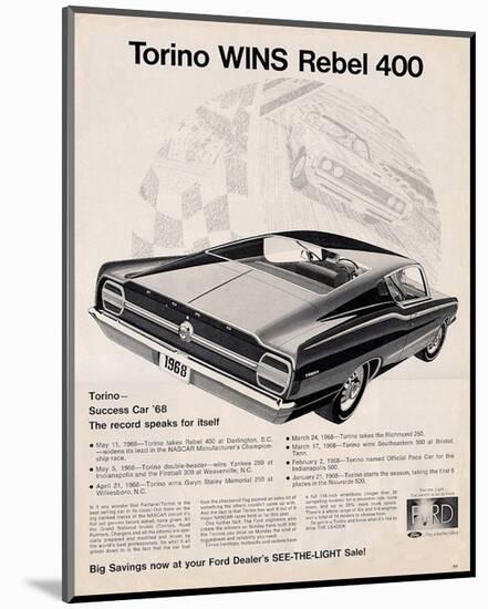 Ford 1968 Torino Wins Rebel400-null-Mounted Art Print