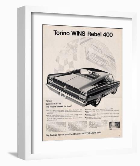 Ford 1968 Torino Wins Rebel400-null-Framed Art Print