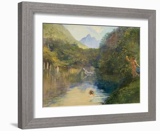 Ford at the Upper End of the Vai-Te-Piha (Tautira River) Tahiti-John La Farge-Framed Giclee Print