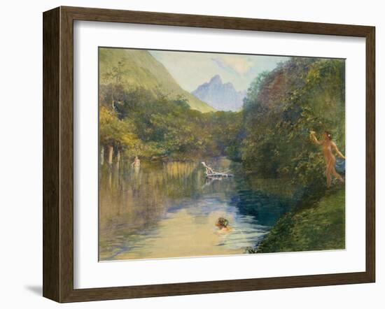 Ford at the Upper End of the Vai-Te-Piha (Tautira River) Tahiti-John La Farge-Framed Giclee Print