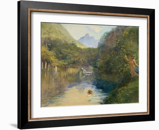 Ford at the Upper End of the Vai-Te-Piha (Tautira River) Tahiti-John La Farge-Framed Giclee Print