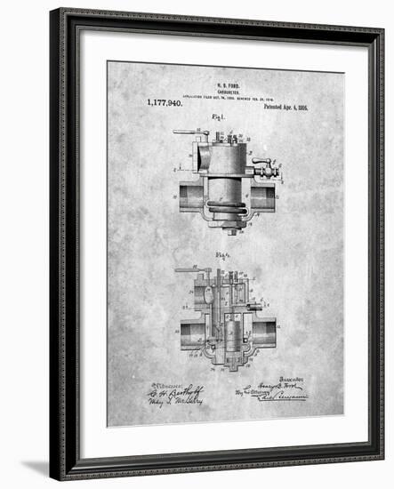 Ford Carburetor 1916 Patent-Cole Borders-Framed Art Print