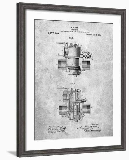 Ford Carburetor 1916 Patent-Cole Borders-Framed Art Print