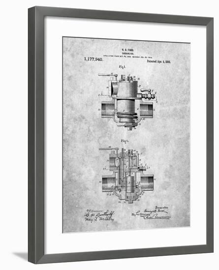 Ford Carburetor 1916 Patent-Cole Borders-Framed Art Print