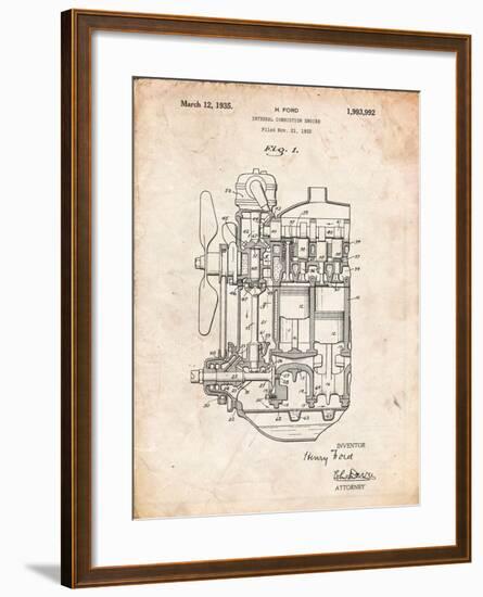 Ford Internal Combustion Engine Patent-Cole Borders-Framed Art Print