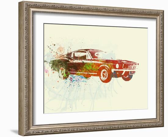 Ford Mustang Watercolor-NaxArt-Framed Art Print