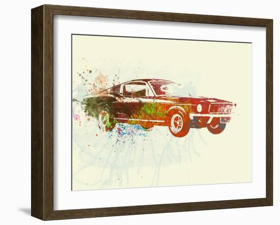 Ford Mustang Watercolor-NaxArt-Framed Art Print