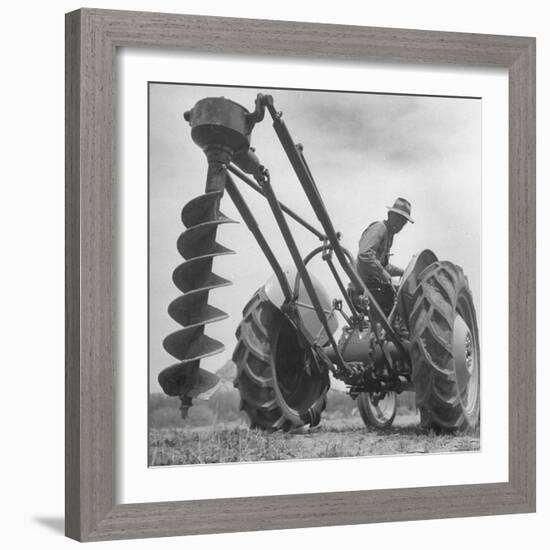 Ford Tractor with Posthole Digger Attachment-Loomis Dean-Framed Photographic Print