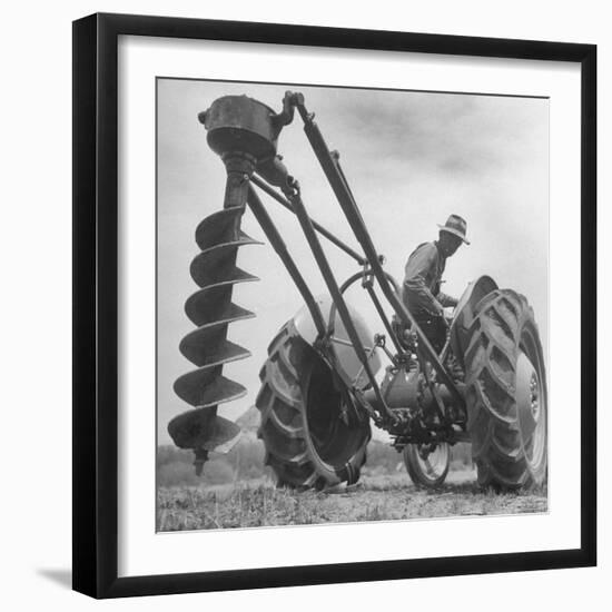 Ford Tractor with Posthole Digger Attachment-Loomis Dean-Framed Photographic Print