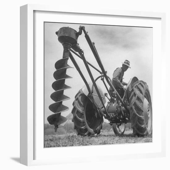 Ford Tractor with Posthole Digger Attachment-Loomis Dean-Framed Photographic Print