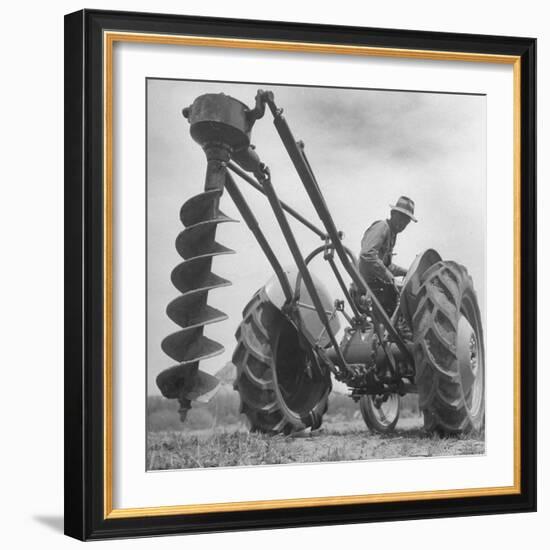 Ford Tractor with Posthole Digger Attachment-Loomis Dean-Framed Photographic Print