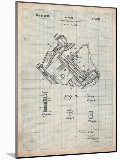 Ford V-8 Combustion Engine 1934 Patent-Cole Borders-Mounted Art Print