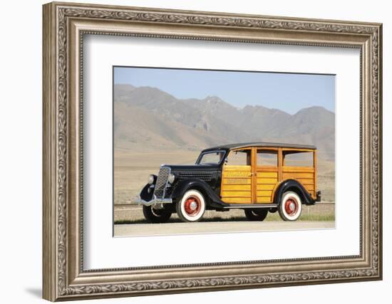 Ford woodie deluxe station wagon 1935-Simon Clay-Framed Photographic Print