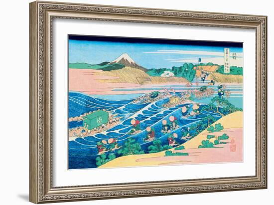 Fording the River-Katsushika Hokusai-Framed Art Print