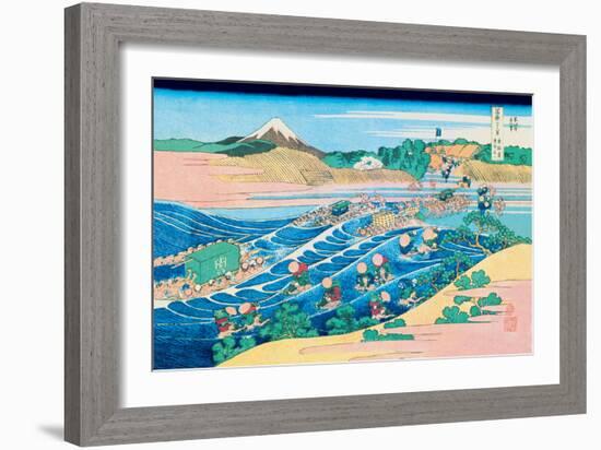 Fording the River-Katsushika Hokusai-Framed Art Print