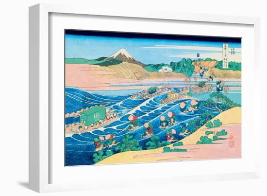 Fording the River-Katsushika Hokusai-Framed Art Print