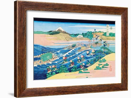 Fording the River-Katsushika Hokusai-Framed Art Print
