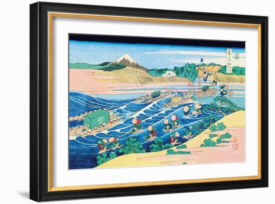 Fording the River-Katsushika Hokusai-Framed Art Print