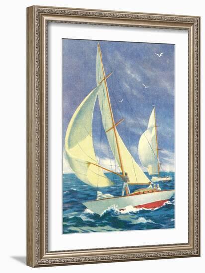 Fore-Deck Man, Yacht Racing-null-Framed Art Print