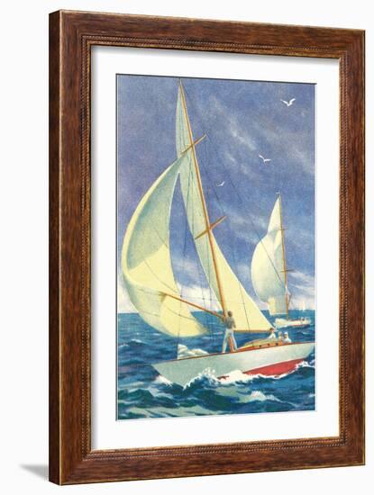 Fore-Deck Man, Yacht Racing-null-Framed Art Print