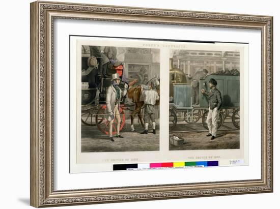 Fore's Contrasts: the Driver of 1832, the Driver of 1852, Engraved by John Harris (1811-65) 1852-Henry Thomas Alken-Framed Giclee Print